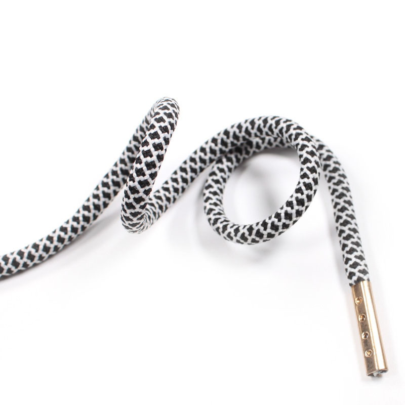 Wholesale Adjustable Hoodies Draw String Cord Custom Cotton Round Shiny Drawcord String with Silver Screw Aglets