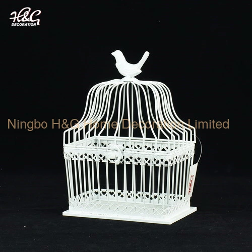 Decorative Candle Lantern White Birdcage Metal Candle Lantern