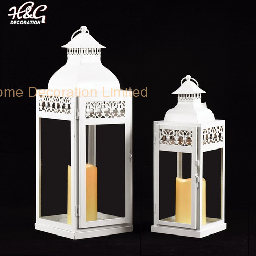White Home Decorative Metal Candle Lantern