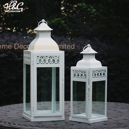 White Home Decorative Metal Candle Lantern
