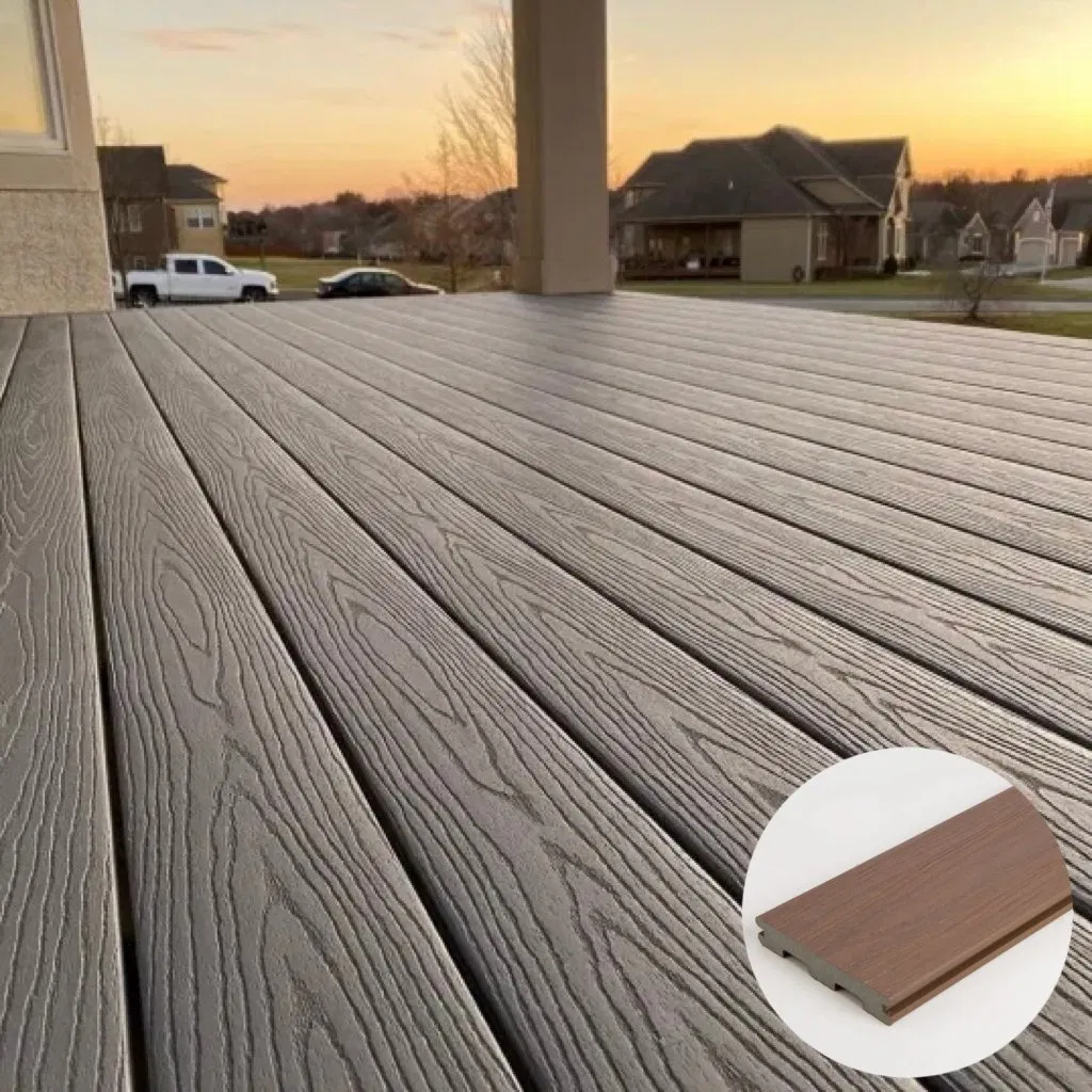 M Type Solid Waterproof Wood Plastic Composite Coextrusion Decking