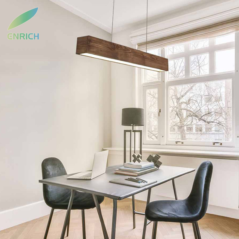 Premium Wood Look Aluminum Profile LED Linear Lighting for Modern Commercial Architectural Workspace