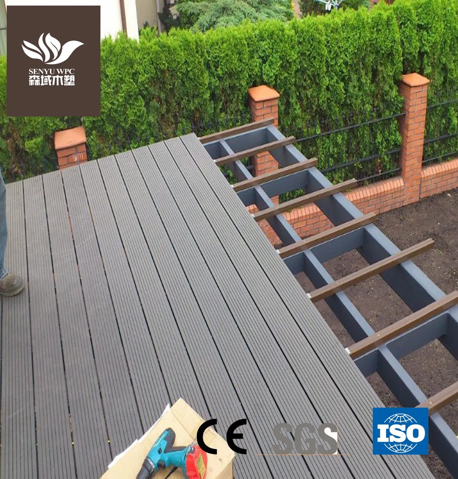 Factory Wholesale Outdoor WPC Wood Plastic Composite Decking Board with CE