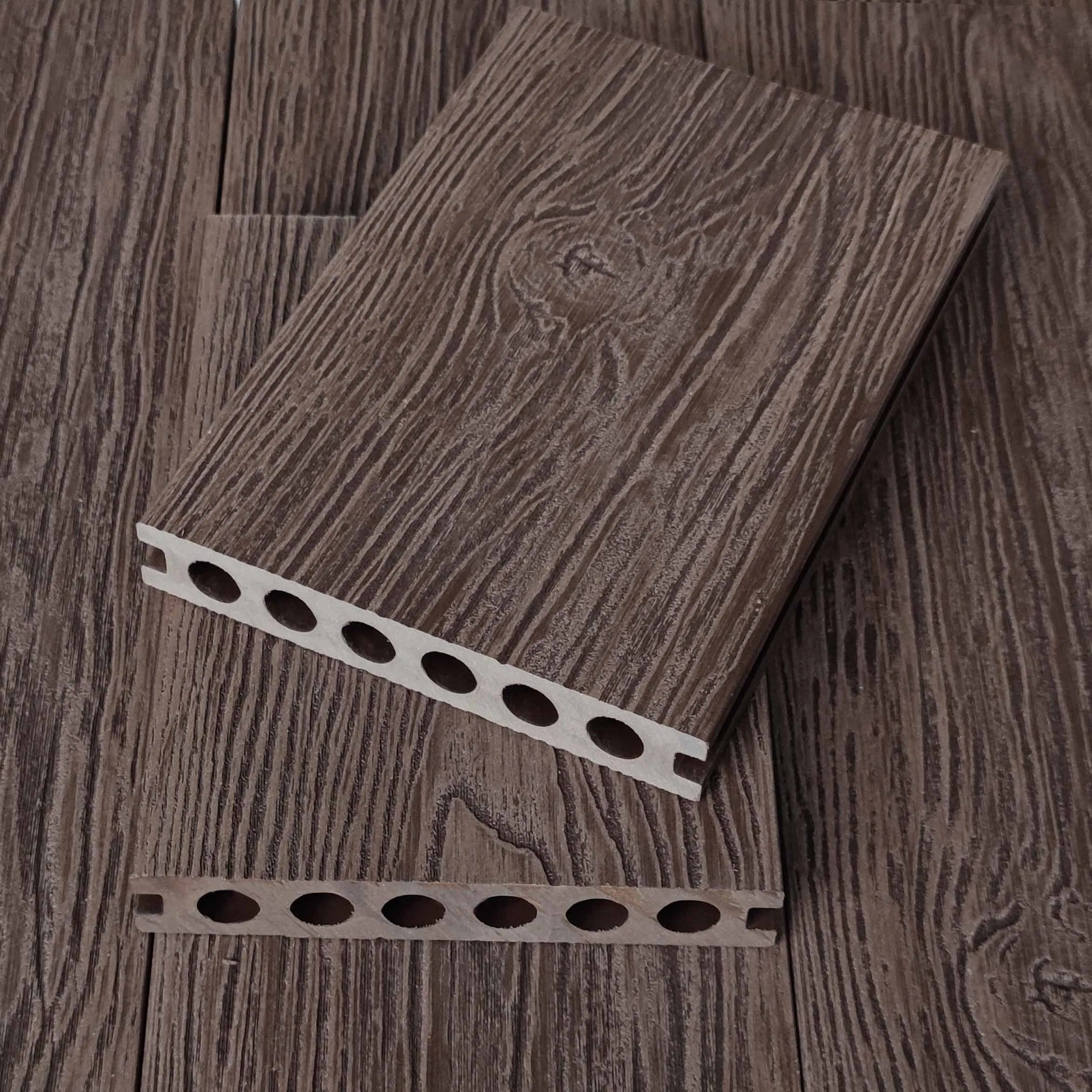 Eco-Friendly WPC 3D Wood Grain Composite Decking for Outdoor