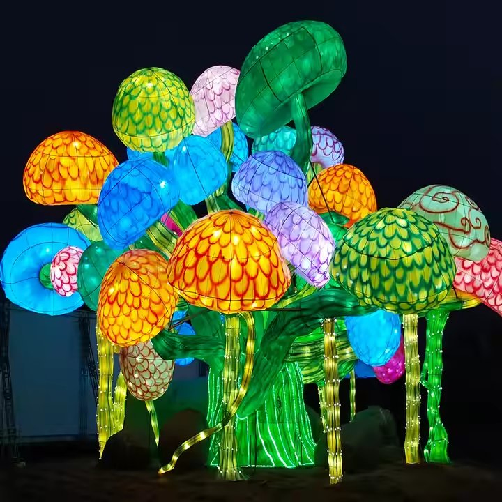 Customized China Indoor Metal Outdoor Decorative Lights Waterproof Courtyard Lamps Silk Lantern Shows for Park Shopping Mall