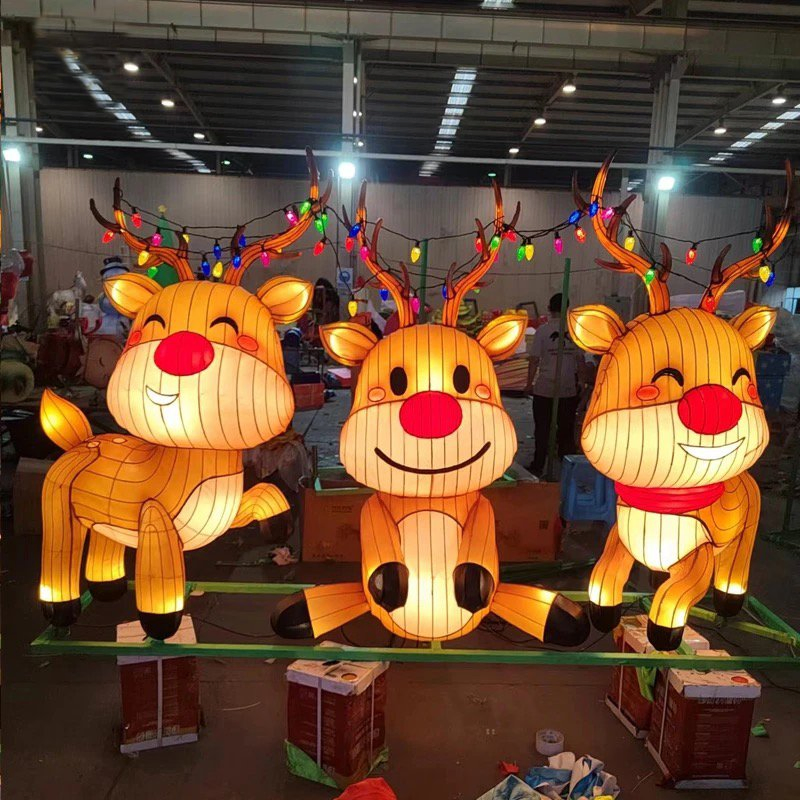 Outdoor Christmas Decor Event Decorative Lighting Easter LED Resin Rabbit Animal Statues Lantern