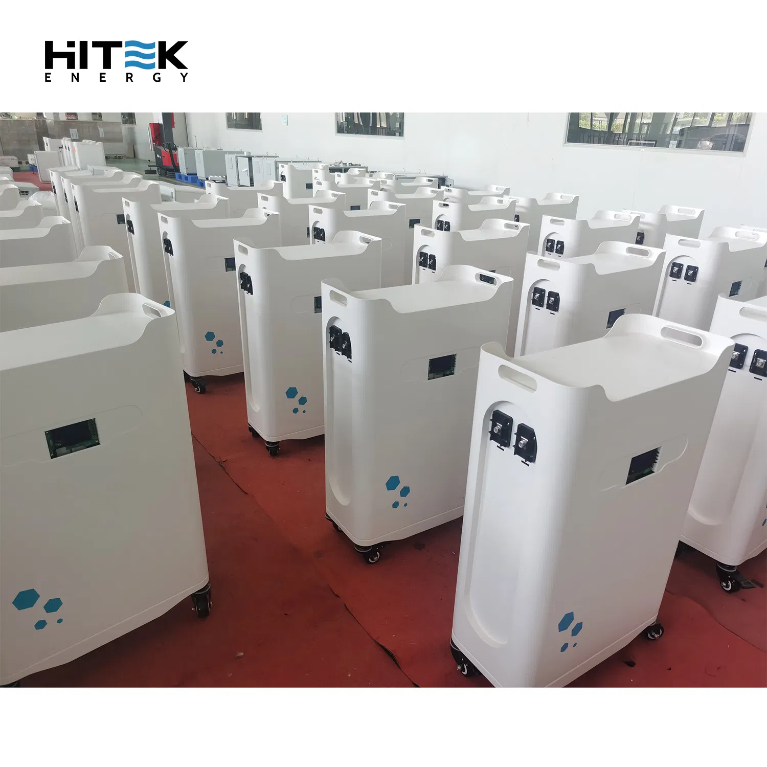 Hitek Portable Movable Power Battery Pack Bank 15kwh Wheels Type Lithium Battery 51.2V 300ah for on/off Grid Hybrid Solar System