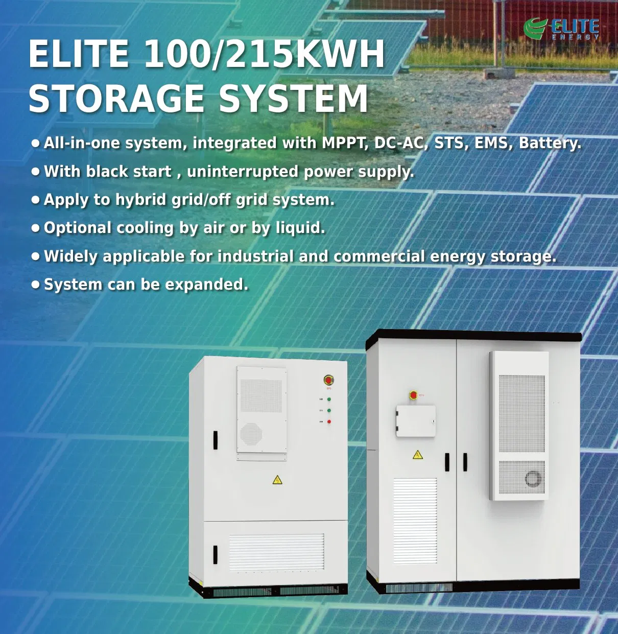 100kwh Industrial Commercial All in One Solar Energy Storage High Voltage Lithium Battery System