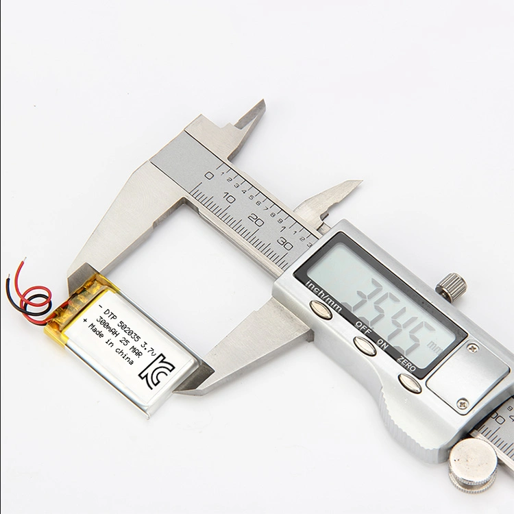 Stock Dtp502035 Kc IEC62133 RoHS Certificate Li-Polymer 300mAh Lipo 3.7V Lithium Polymer Battery