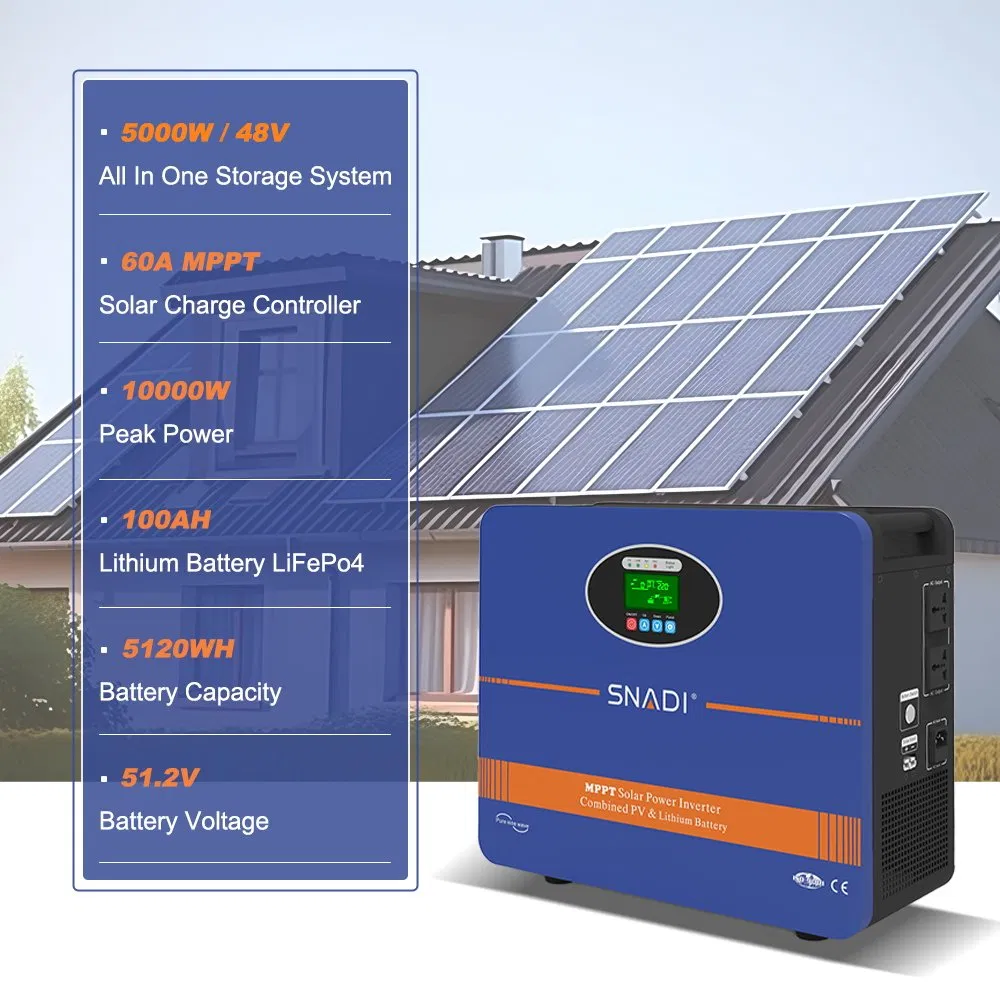 5000W off Grid Solar Generator UPS Solar All in One Portable Power Station Emergency Power Backup Solar Power Battery