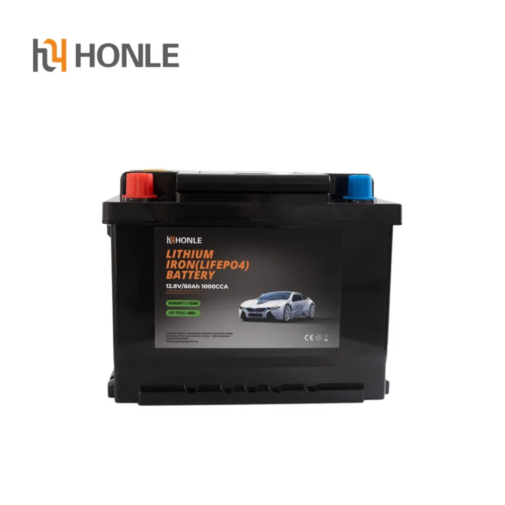 Honle Auto Parts Battery Accesorios Para Coche Lithium Battery 12V 60ah 80ah LiFePO4 Battery with CCA 1400A 1000CCA Electric Vehicle Battery