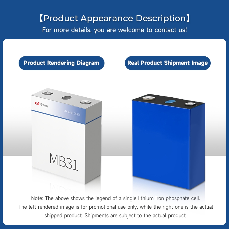 Eve 314ah 8000 Cycles EU Stock LiFePO4 Battery Rechargeable Battery Lithium Battery Solar Battery Lithium Cell for Energy Storage System Lithium Ion Battery