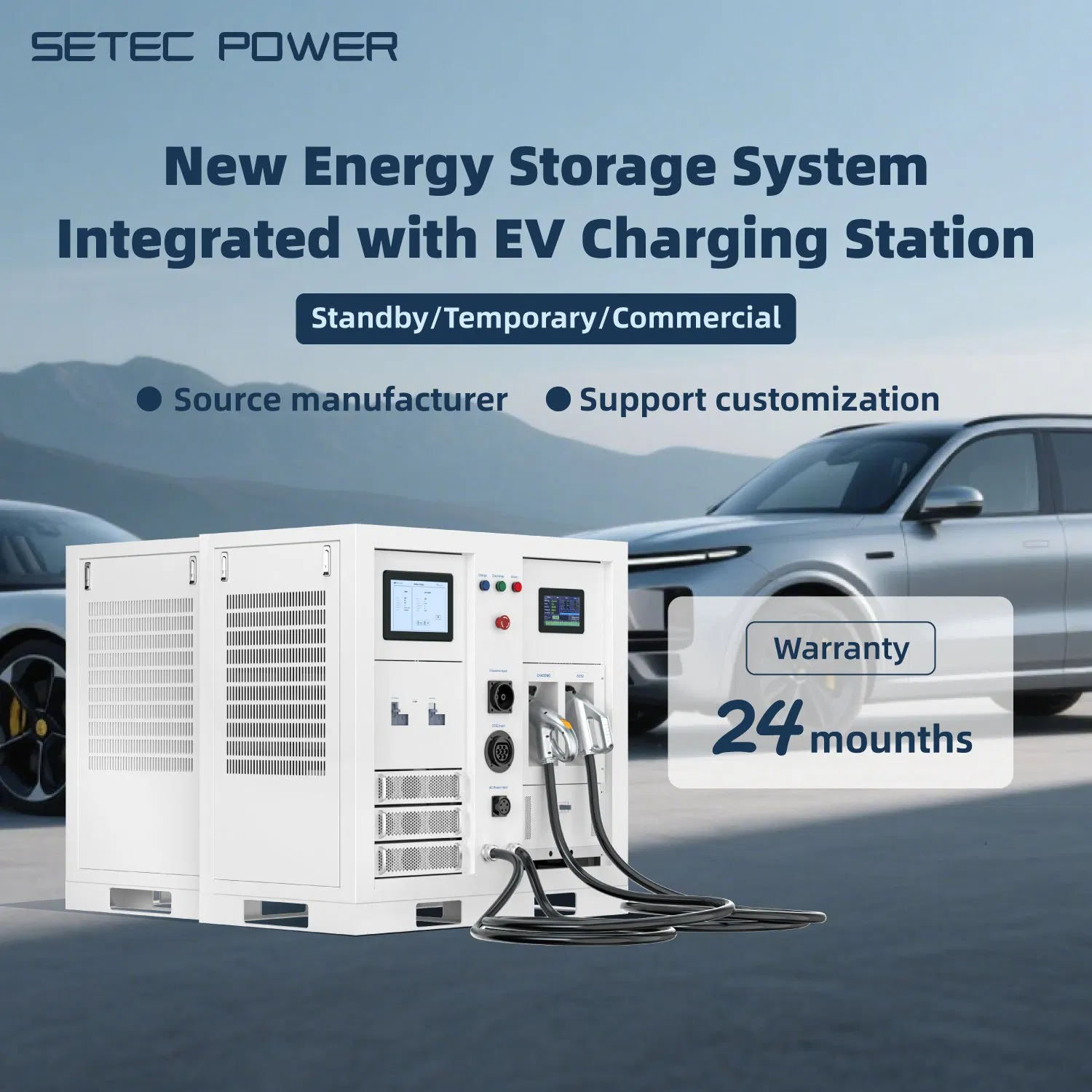 SETEC POWER 30kWh-1MWh Off-grid Electric Vehicle charging System Battery Storage Machine Integrated with Renewable Energy