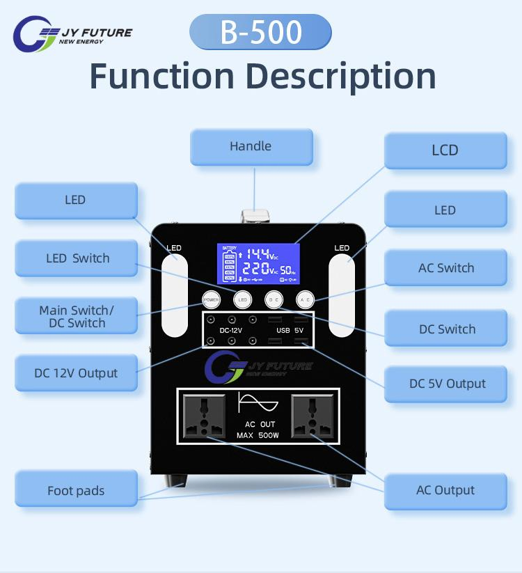 Portable Power Station 500W Solar Generator Battery Portable Solar Panels Battery for Home Solar Power System