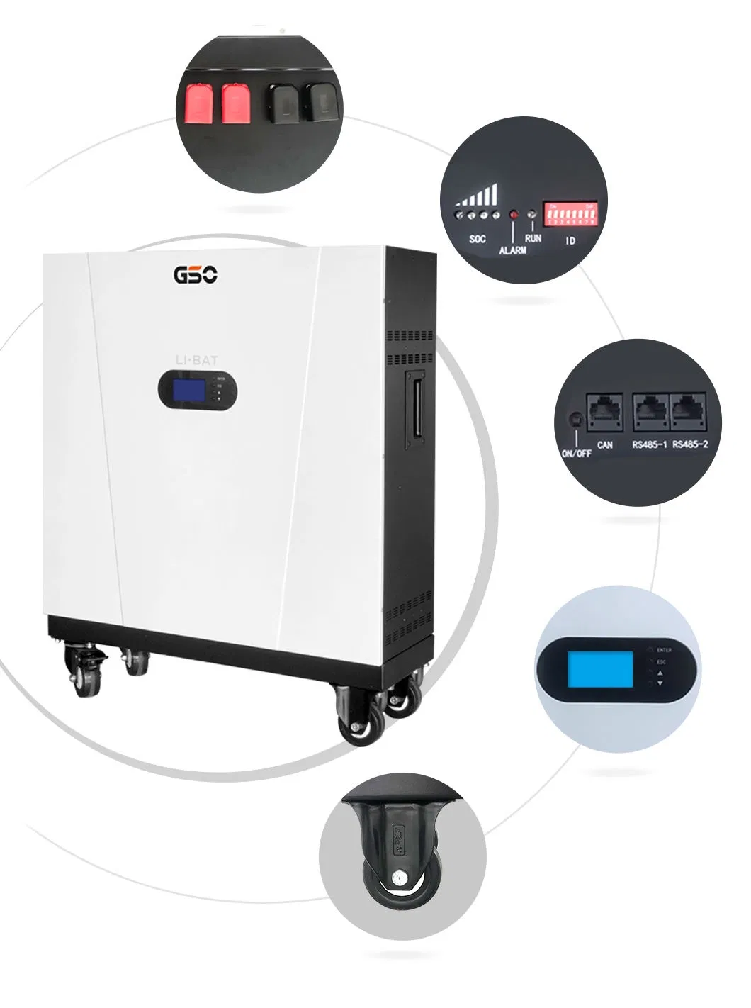 Industrial Wheeled Battery 48V 89kg Solar Lithium Battery 200ah LiFePO4 10kwh 5kwh 15kwh 48V 100ah 400ah Rechargeable High Quality Lithium Battery