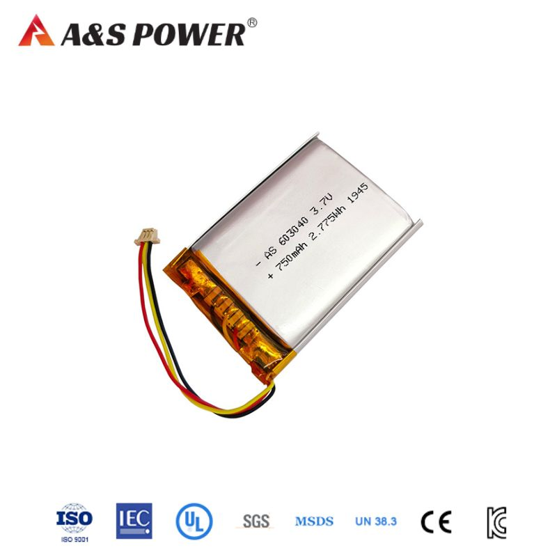 18 Years Factory UL2054 CB Kc Lipo Battery 3.7V 750mAh 603040/584070 Lithium Polymer Battery for Mobile Phone/GPS Tracking/Hearing-Aid/Earphone