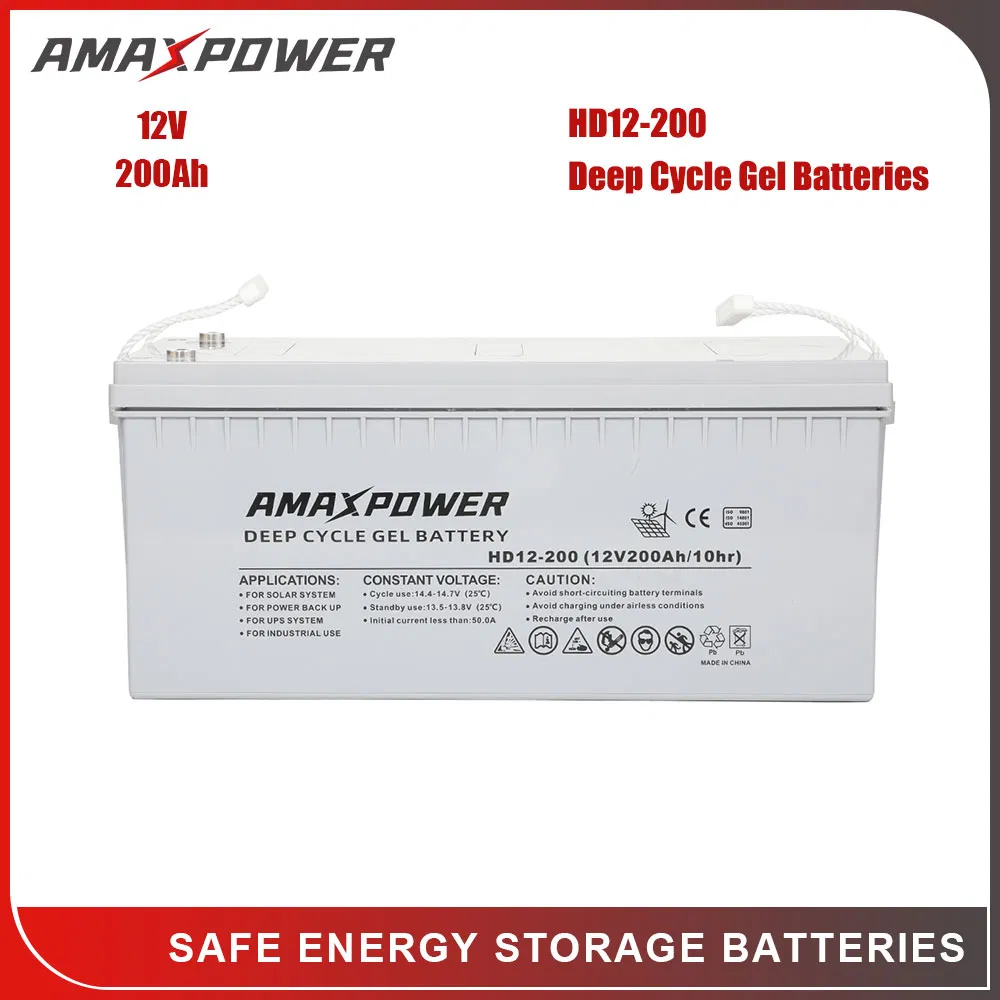 Amaxpower 2V/6V/12V 100ah/150ah/200ah Deep-Cycle-Gel High Quality UPS Solar Bateria Rechargeable Energy Storage Battery for Tour Bus/Forklift/Inverter
