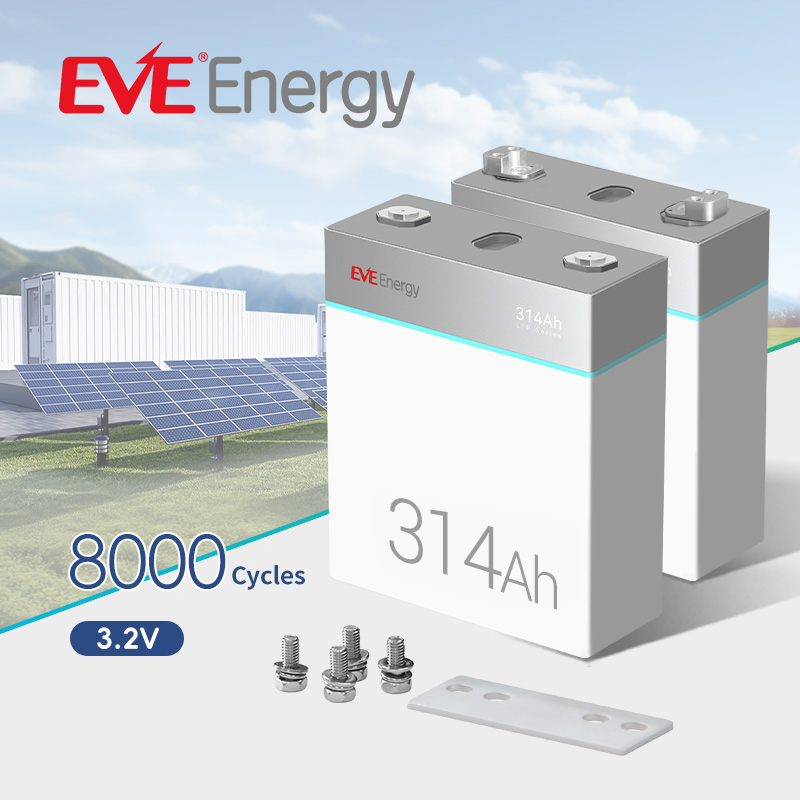 Eve 314ah 8000 Cycles EU Stock LiFePO4 Battery Rechargeable Battery Lithium Battery Solar Battery Lithium Cell for Energy Storage System Lithium Ion Battery