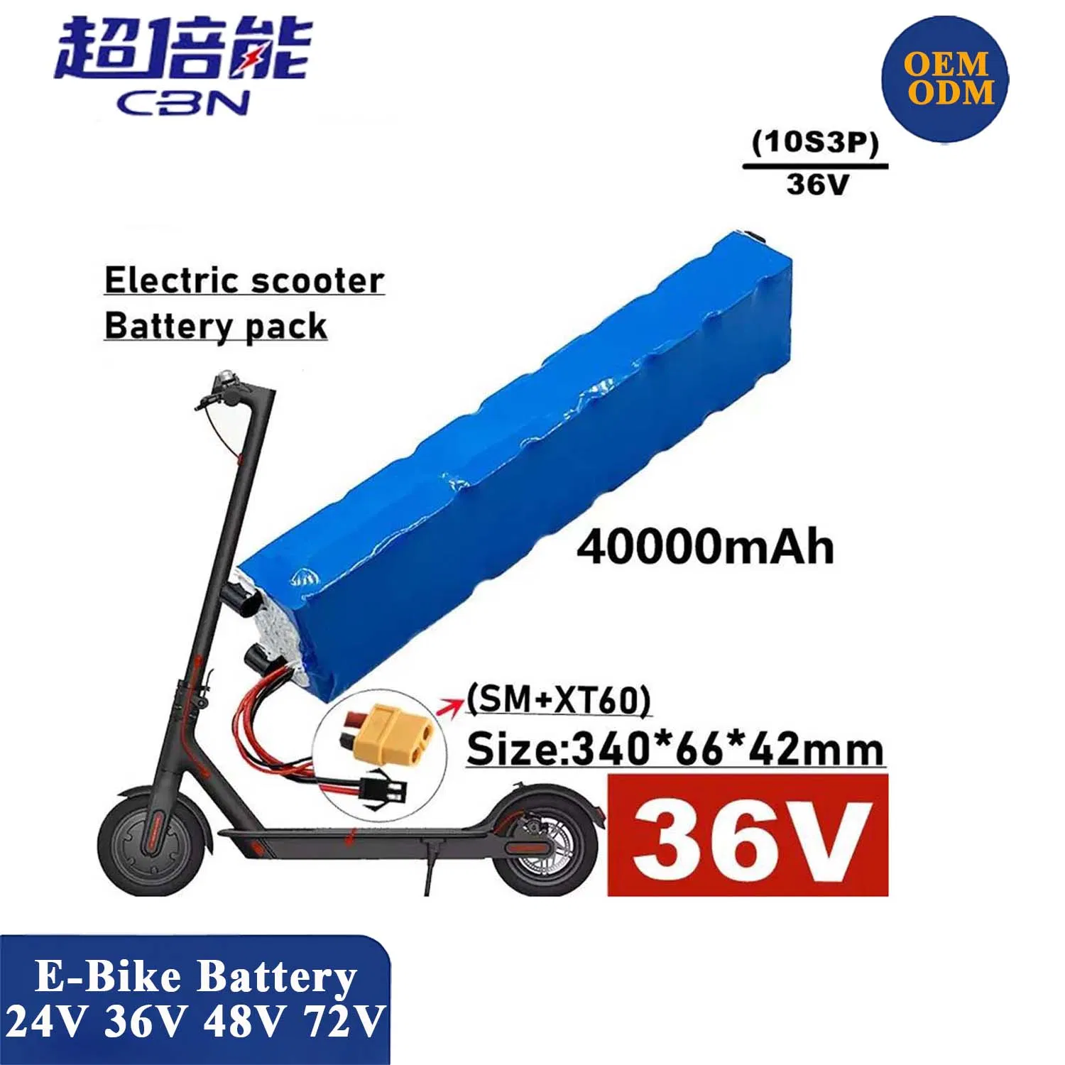 Factory Supply Customized Lithium-Ion Battery Pack for Electric Bicycles 24V 36V 48V 60V 72V 10ah 20ah 36ah 40ah Lithium Ebike Battery Pack