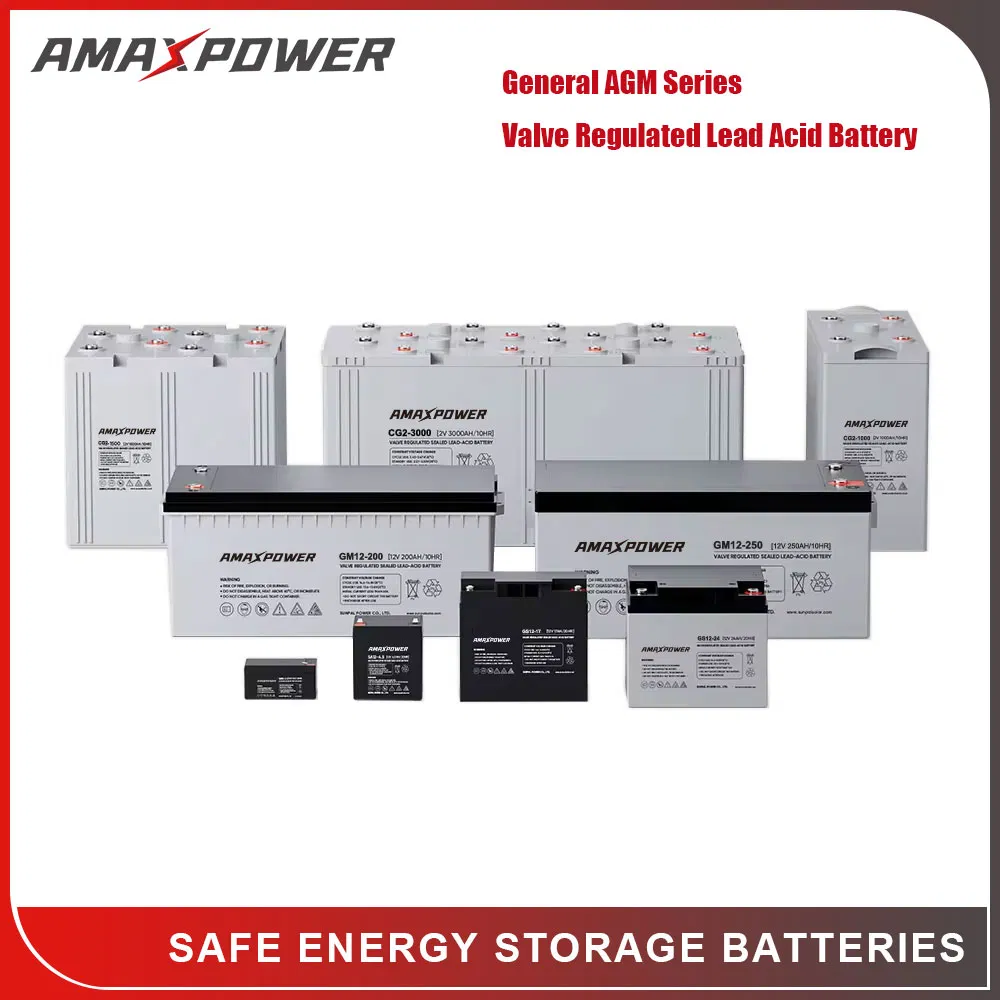 Amaxpower 2V/6V/12V/24V/48V VRLA AGM Batterie Sealed Lead Acid Storage Battery for Solar/UPS Backup/Lighting/Pack/Telecom/Power Tool/Golf Cart/Water-Pump
