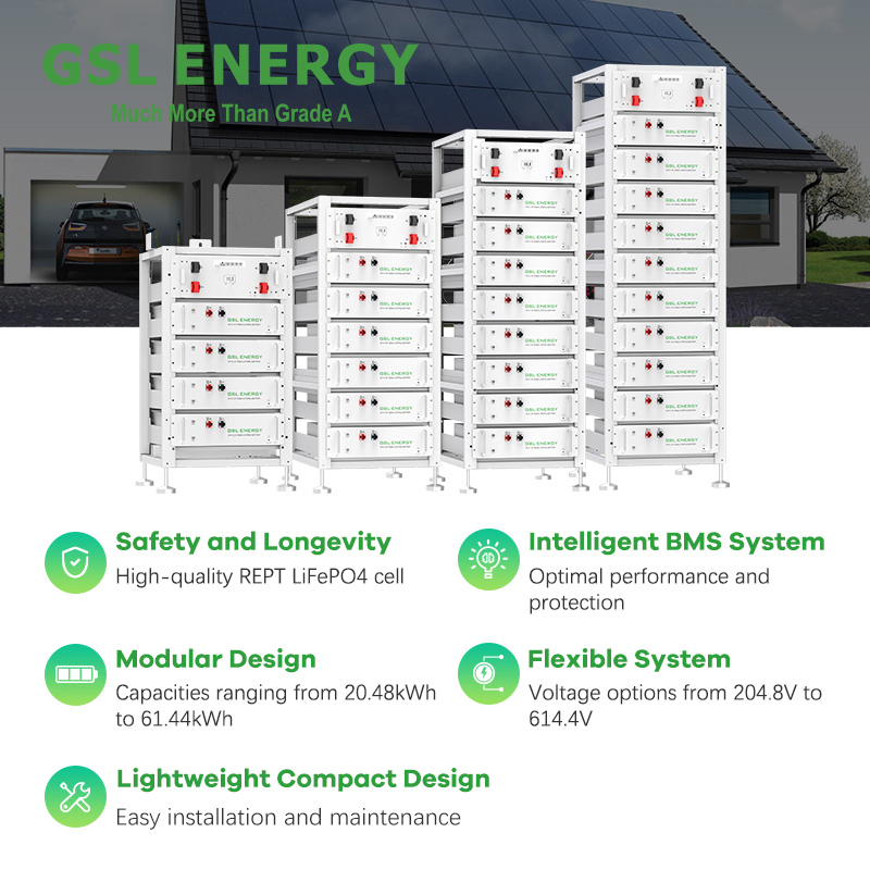 Gsl Energy Stackable 30kwh 40kwh50kwh 60kwh 80kwh 100kwh Battery Lithium Iron Phosphate Battery Rack-Mounted Home Energy Storage