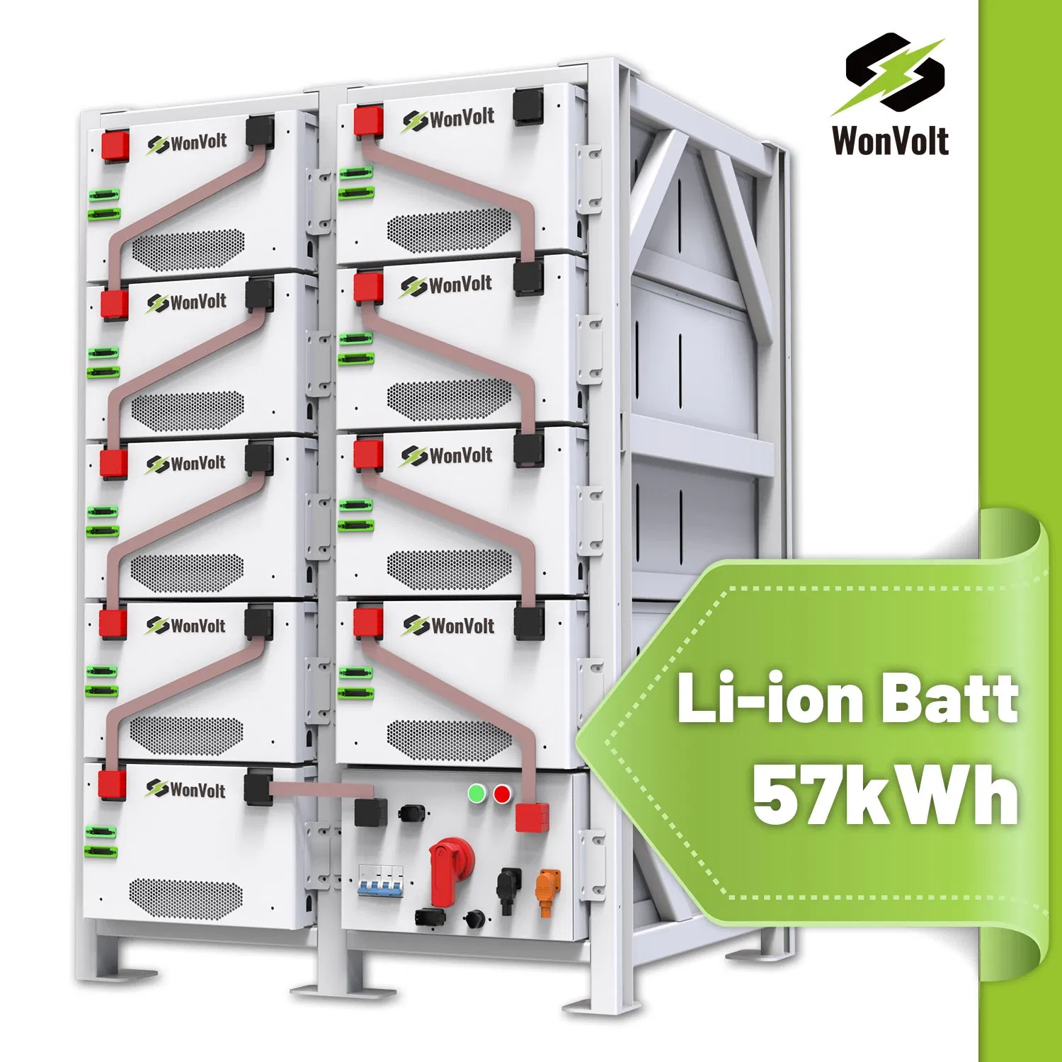 Wonvolt Wall Mounted 48V 51.2V 14.336kwh Lithium Ion Storage Battery for Sale