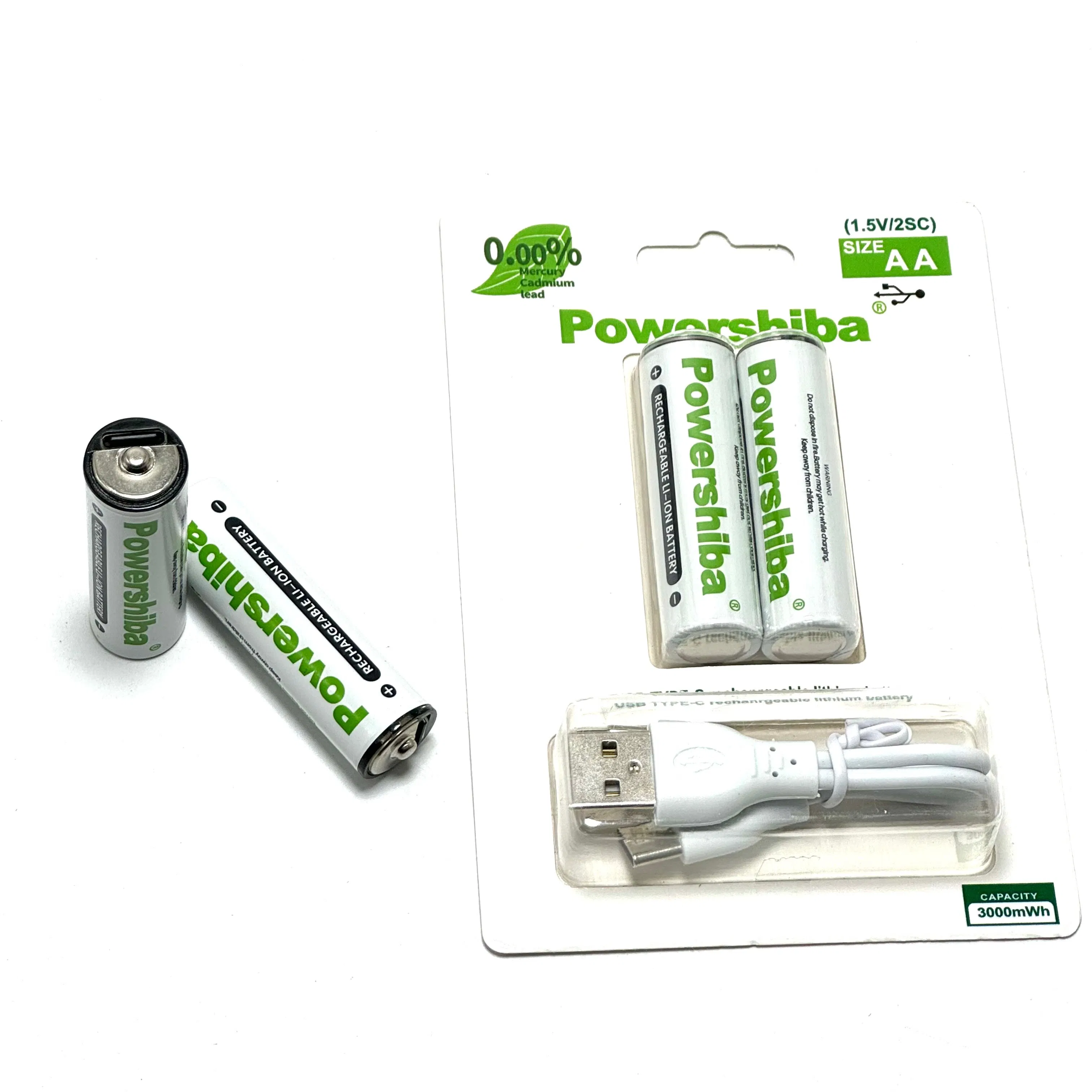 1.5V Battery Type C Lithium USB Rechargeable AA Battery