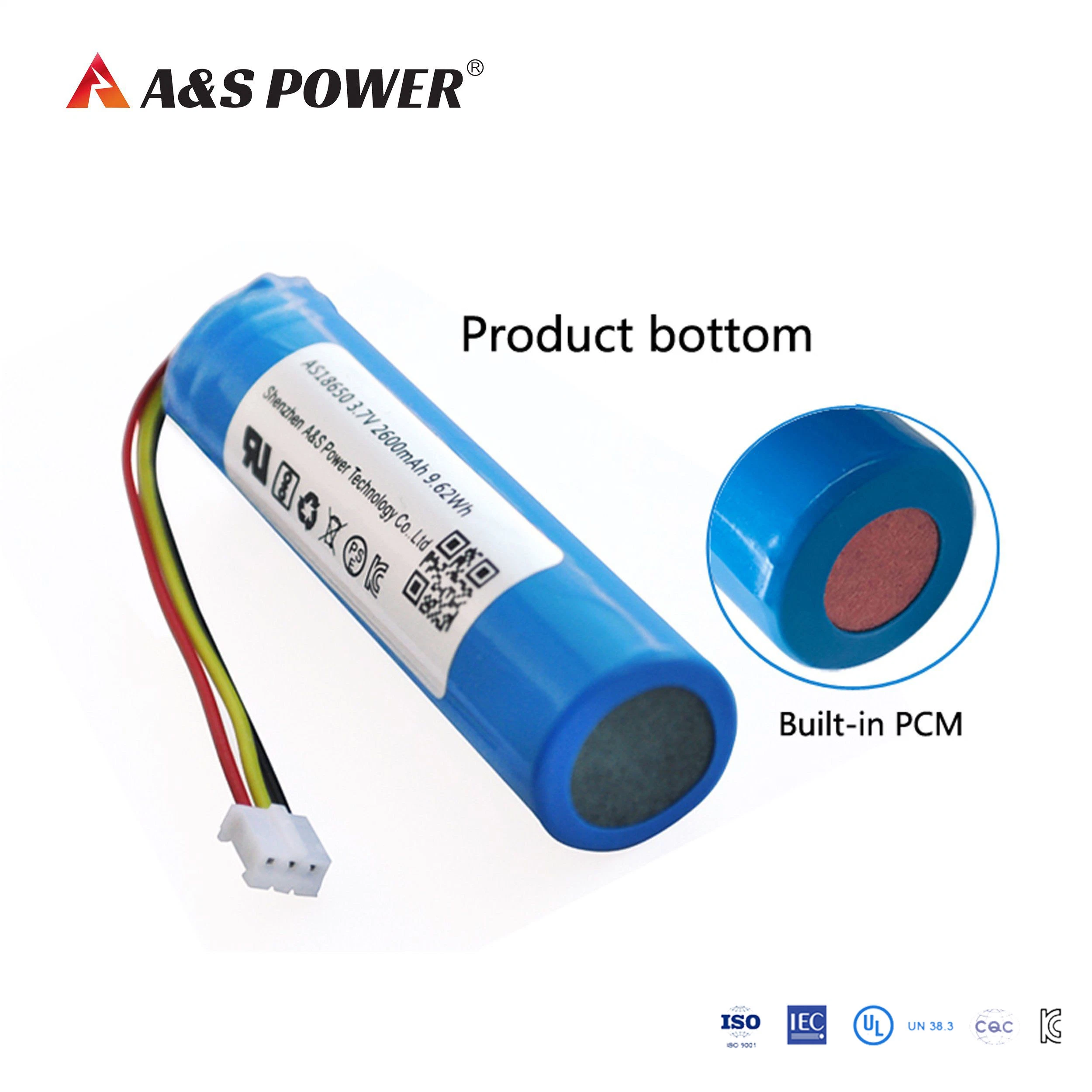 Manufacturer UL2054/CB/Un38.3/Wercs/CE/PSE/Kc Rechargeable Battery 3.7V 2600mAh Lithium Battery 18650 Lithium Cell for Speaker/Head Lamp