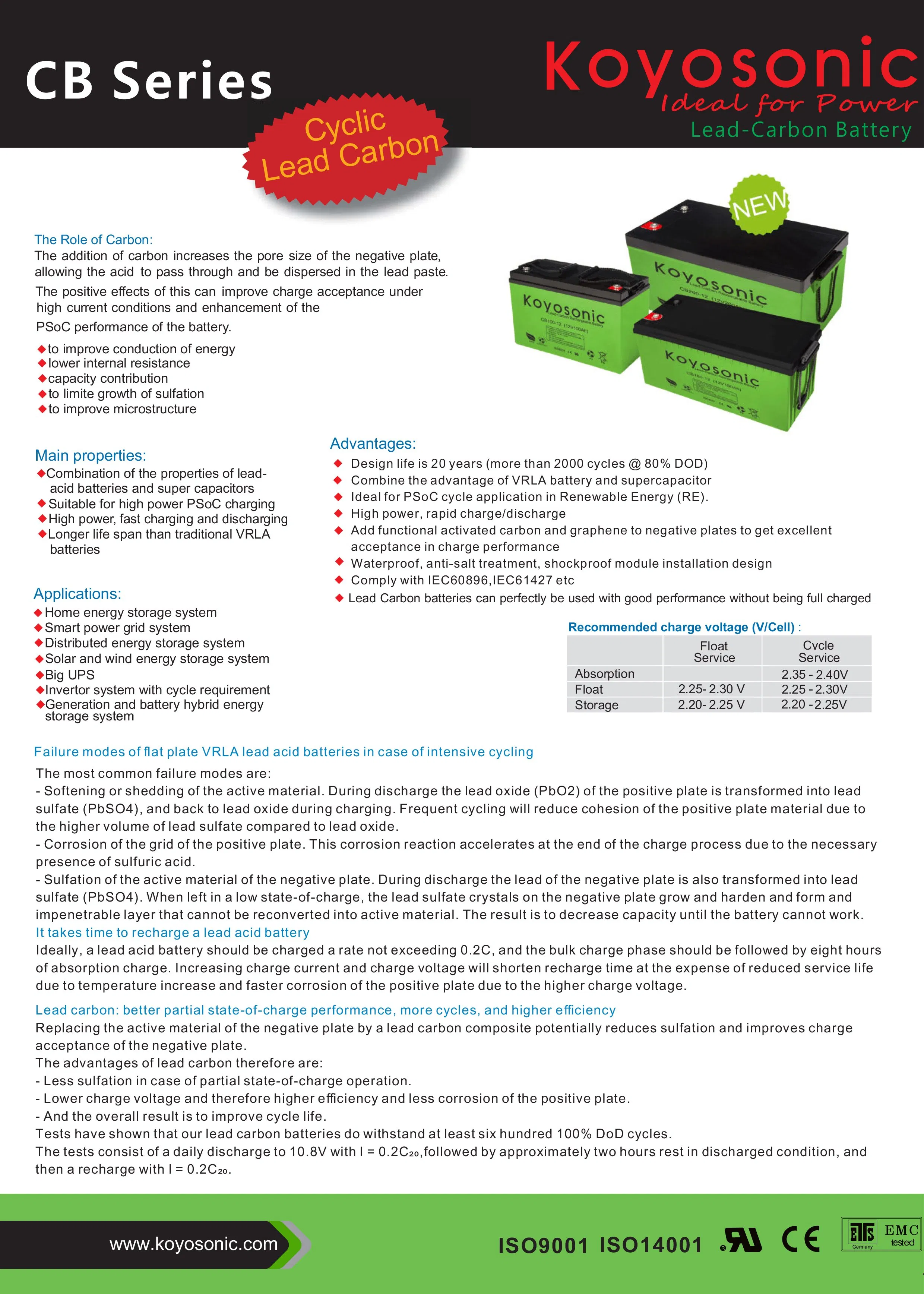 Lead Carbon Battery 2V/6V/12V Long-Life-Fast-Charging-Rechargeable-Deep-Cycle 100ah/200ah/250ah/400ah for Solar-Energy-Storage-System/