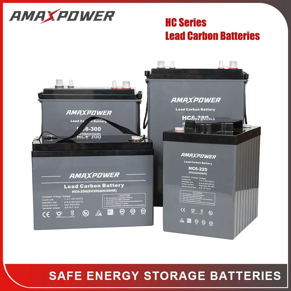 Amaxpower 2V/6V/12V Rechargeable Deep Cycle 100ah/200ah/250ah/500ah Solar Lead Carbon Battery for Wind-Energy-Storage-System/UPS-Backup/Telecom/Power Tool