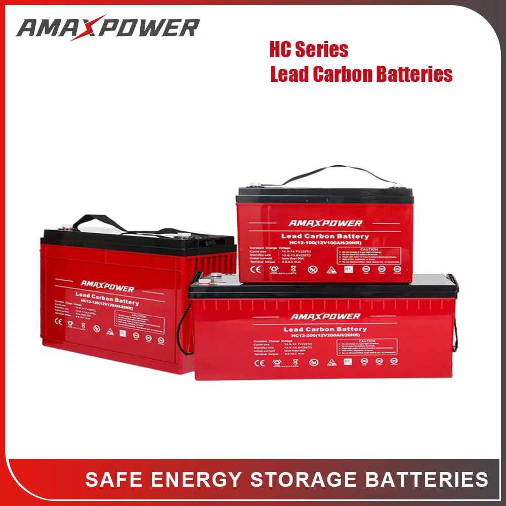 Amaxpower 2V/6V/12V Rechargeable Deep Cycle 100ah/200ah/250ah/500ah Solar Lead Carbon Battery for Wind-Energy-Storage-System/UPS-Backup/Telecom/Power Tool