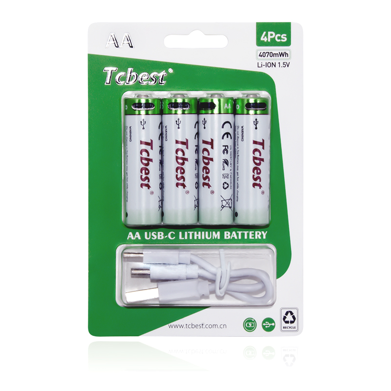 Good Performance Type C 1.5V Lithium Batteries AA AAA Super Charge 2200mwh USB Rechargeable Battery+Charger with Fast Charging Time