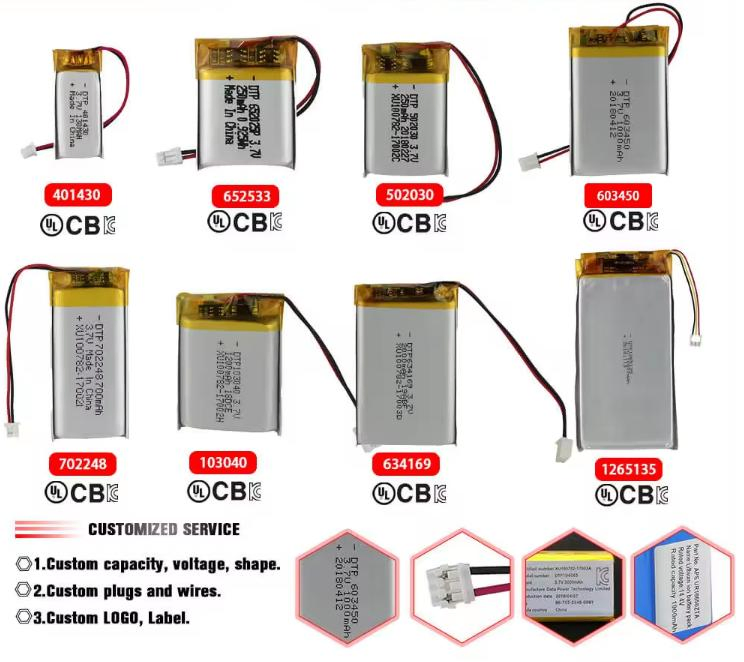 Custom 3.7V Rechargeable Lipo Battery Lithium Polymer Li-Polymer Batteries for 3c Electronics