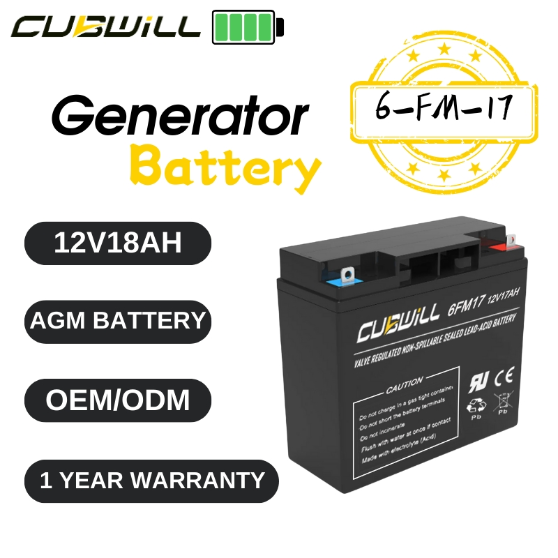 Durable 6FM17 12V 18ah Dry Lead Acid Battery Maintenance-Free Leak-Proof Vibration-Resistant Reliable Starting Power for Portable &amp; Industrial Generators