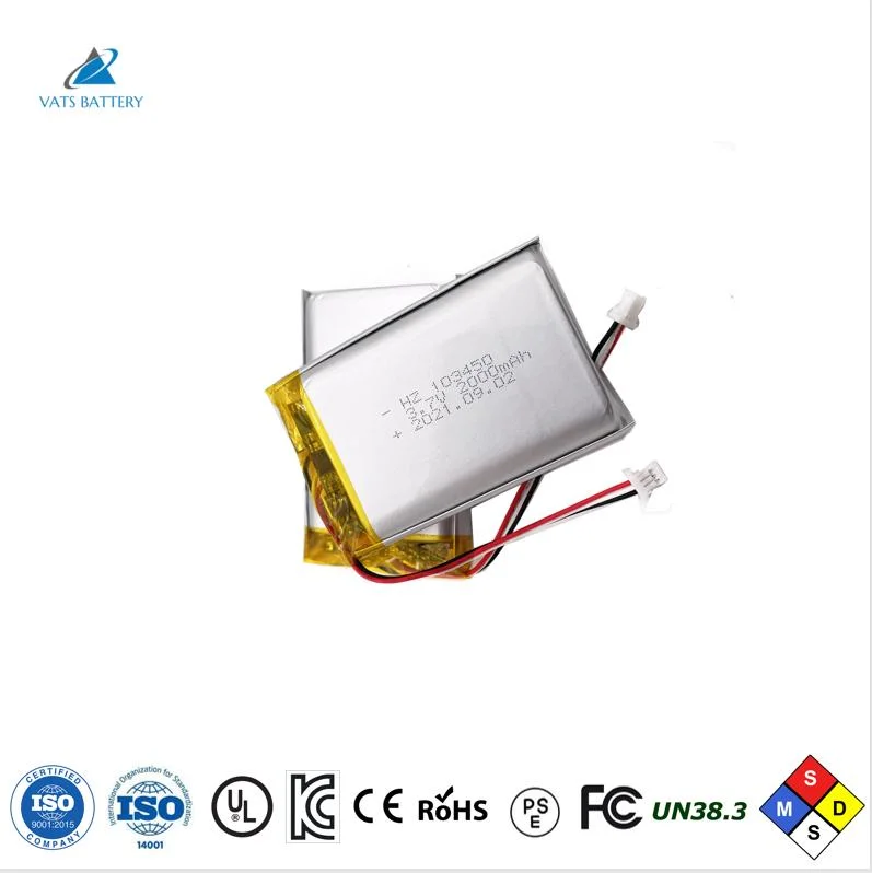 Factory Best Price Lithium Polymer Battery Lipo Cell 3.7V 103450 2000mAh Lipo Battery for Wireless Tracker with UL/Kc/CE/CB