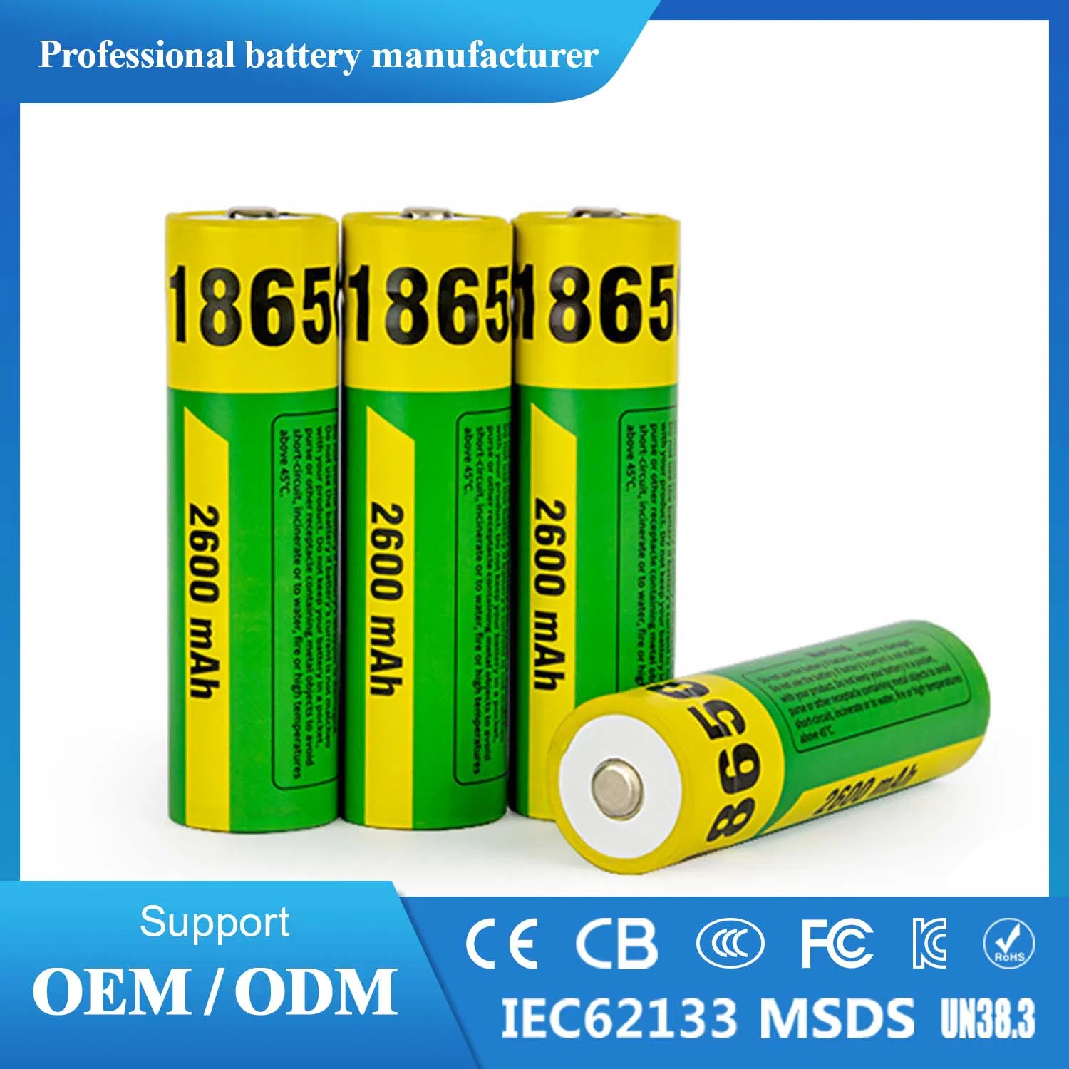 Factory Direct 3.7V 18650 Rechargeable Battery 2000mAh 2200mAh Type C Port 7400mwh Lithium Ion Cell Bulk Supply