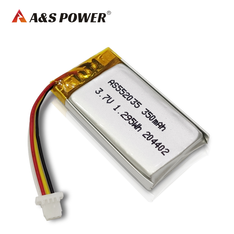 552035 Lithium Polymer Battery 3.7V 350mAh Rechargeable Battery for Bluetooth Earphone, Lipo Battery with UL/CB/CE/Un38.3 Certifications