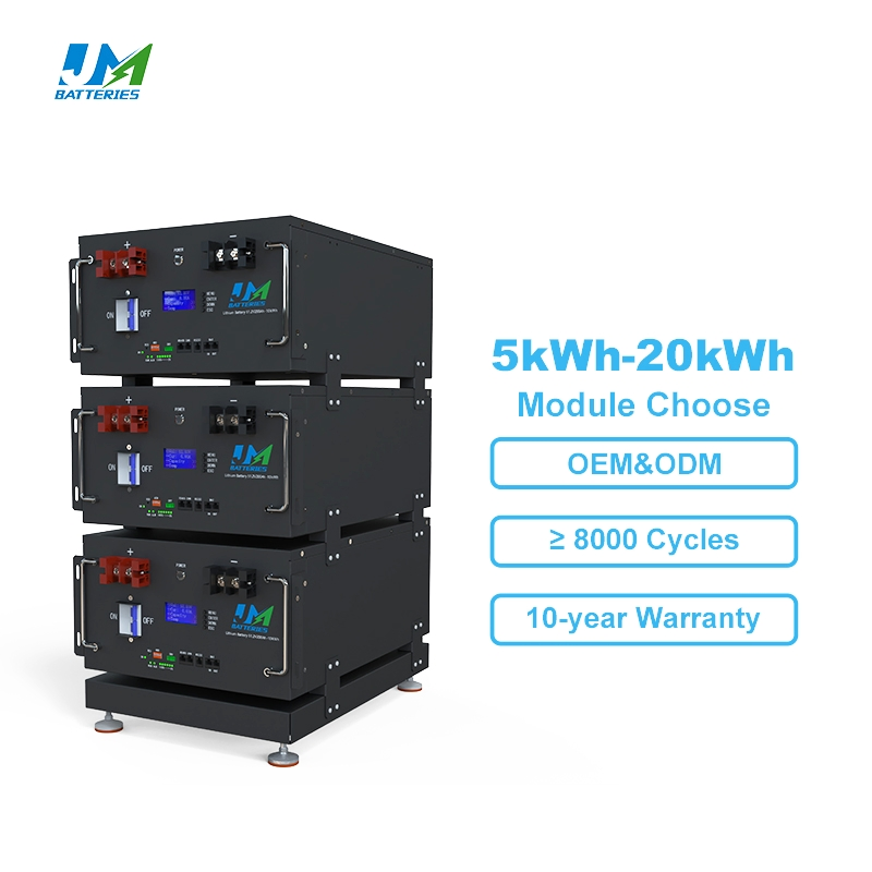 Jm 51.2V Modular Catl Cells 48V 100ah UPS Lithium Ion Battery Pack with BMS for Solar System