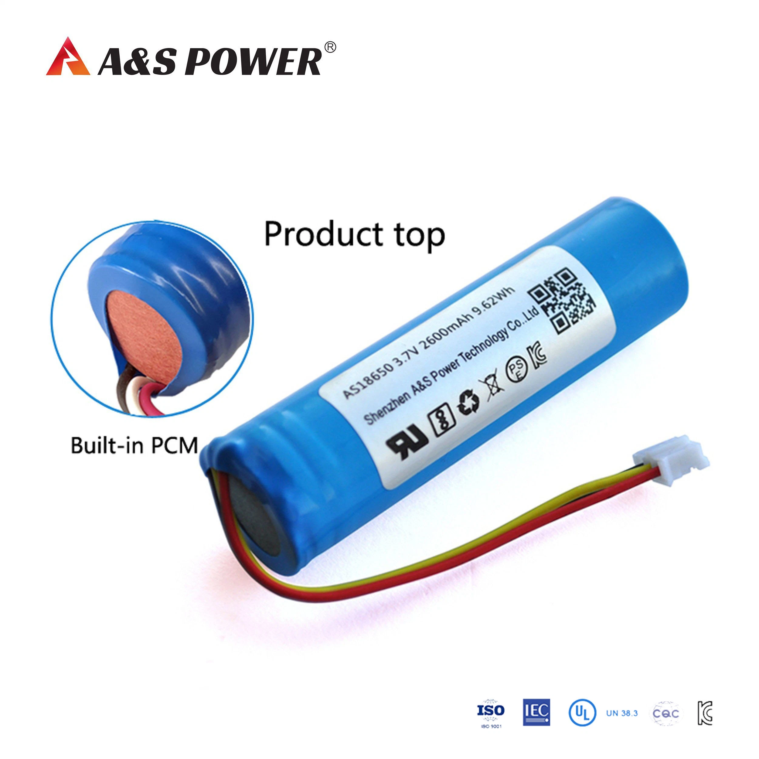 Manufacturer UL2054/CB/Un38.3/Wercs/CE/PSE/Kc Rechargeable Battery 3.7V 2600mAh Lithium Battery 18650 Lithium Cell for Speaker/Head Lamp