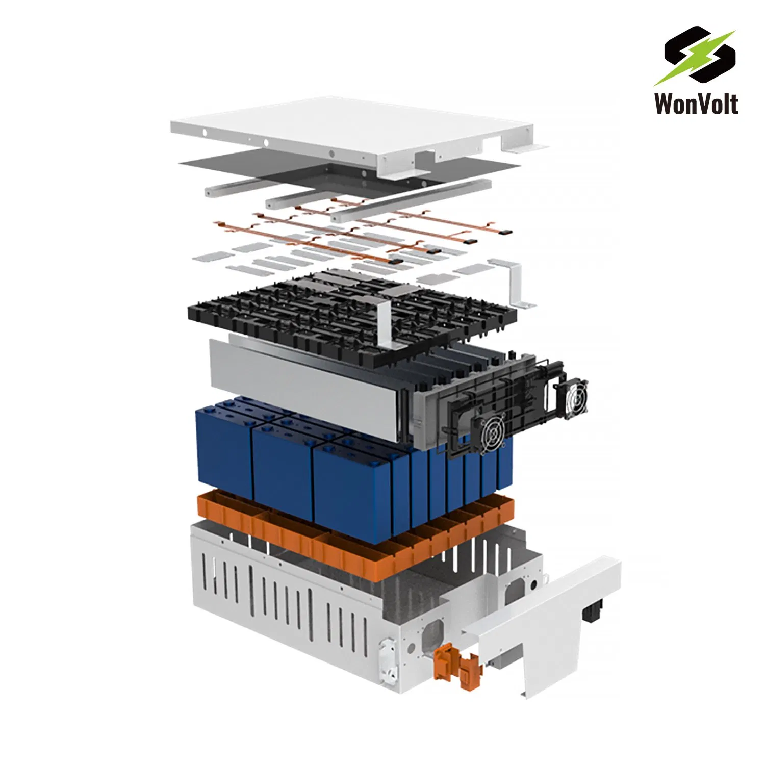 Wonvolt Wall Mounted 48V 51.2V 14.336kwh Lithium Ion Storage Battery for Sale