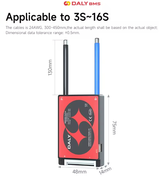 300A Active Balance Battery Management System for 8s-17s Batteries