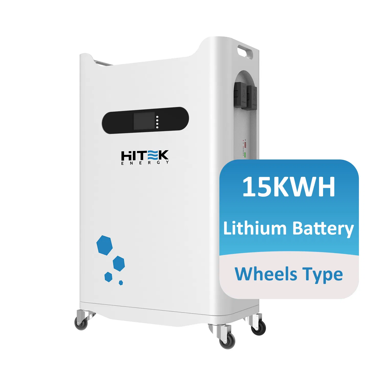 Hitek Portable Movable Power Battery Pack Bank 15kwh Wheels Type Lithium Battery 51.2V 300ah for on/off Grid Hybrid Solar System