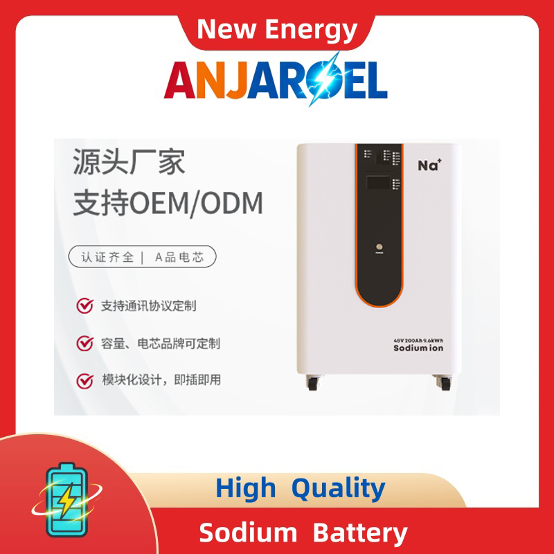 Anjaroel 48V 200ah Sodium-Ion Battery Pack, 9.6kwh Home Solar Energy Storage, Modular Plug &amp; Play, Grade a Cell with Smart BMS