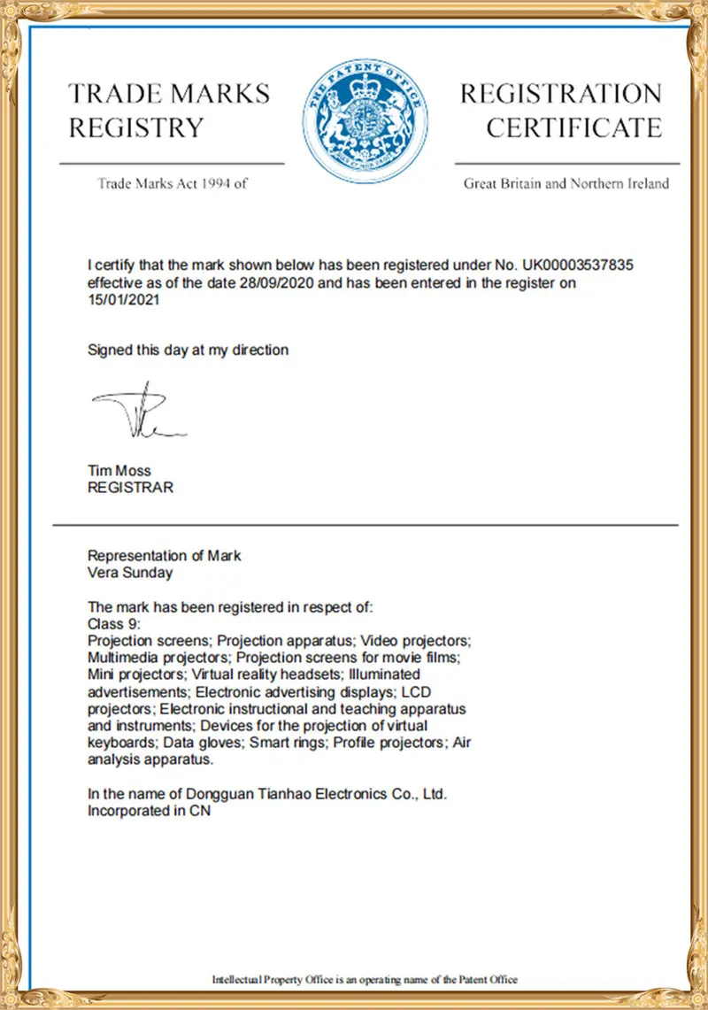 British Trademark certification