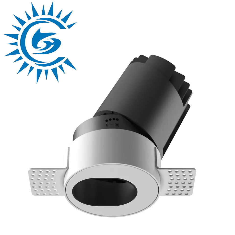 Anti-Glare Adjustment Trimless Ceiling Recessed Aluminum Grey Down Light LED Spotlight Downlight for Home, Shopping Mall