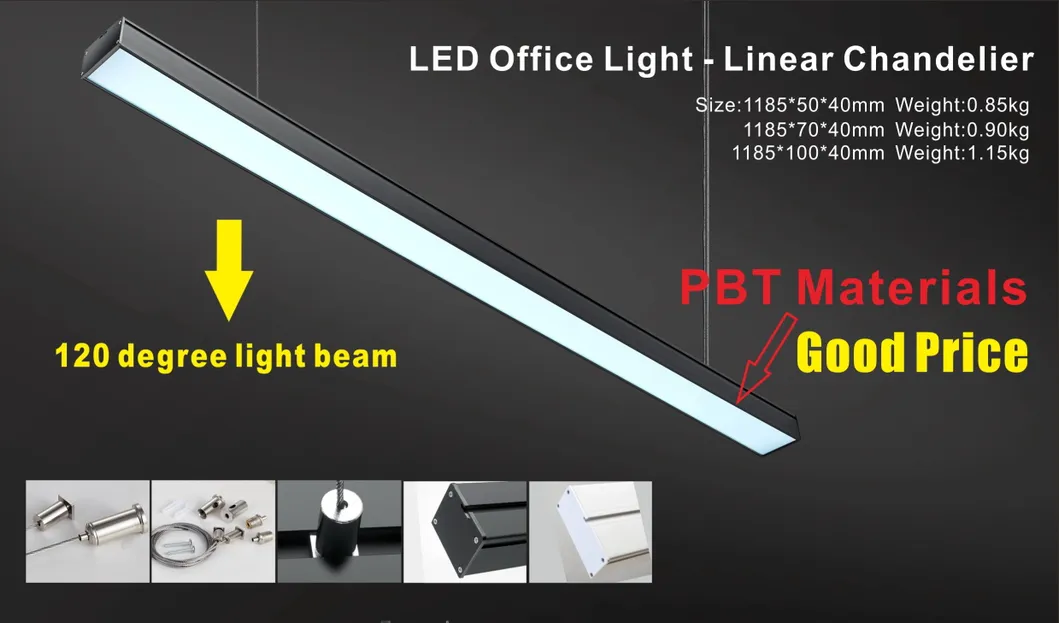 Commercial Indoor Lighting Linkable T8 Tube Chandelier Lamp Plastic Housing Surface Mounted Ceiling Suspended Office Batten Pendant LED Linear Light