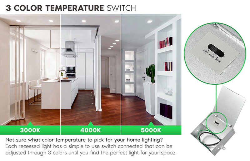 5-Year Warranty Square Downlight Deep Anti-glare with Baffle Trim ETL Listed 3 Color Tunable Anti Glare LED Downlights