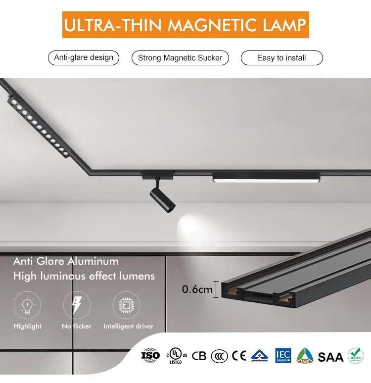 LED Track Light - Adjustable Magnetic Rail Spot Lights for Indoor & Commercial Use Dimmable 3000K-6500K Ideal for Shops, Offices & Galleries LED-Light-Bulbs