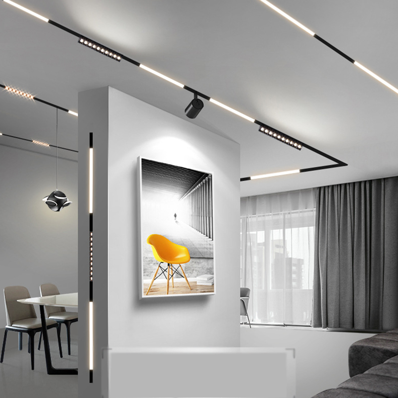 Magnetic System DC48V with Indoor Aluminum Linear Light with Recessed Surface Mounted Trimless Track Light