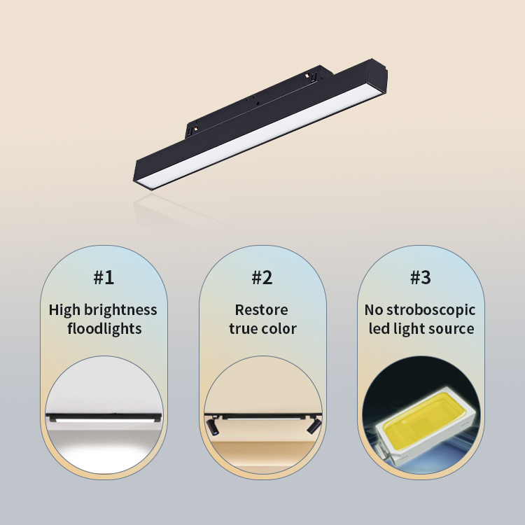Leelen Commercial LED Linear Rail Track Light System Magnetic LED Light Flood